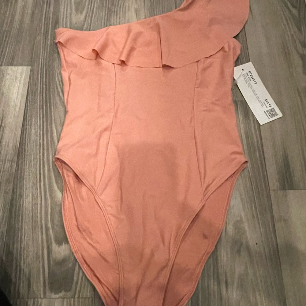 Peach One-Shoulder Kids One Piece